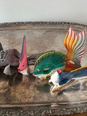 Hand-Painted Decorative Fish Figural Napkin Rings
